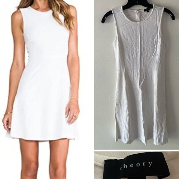 Theory Dresses & Skirts - Theory White Stretch Sleeveless Fit & Flare Mini Dress 1709